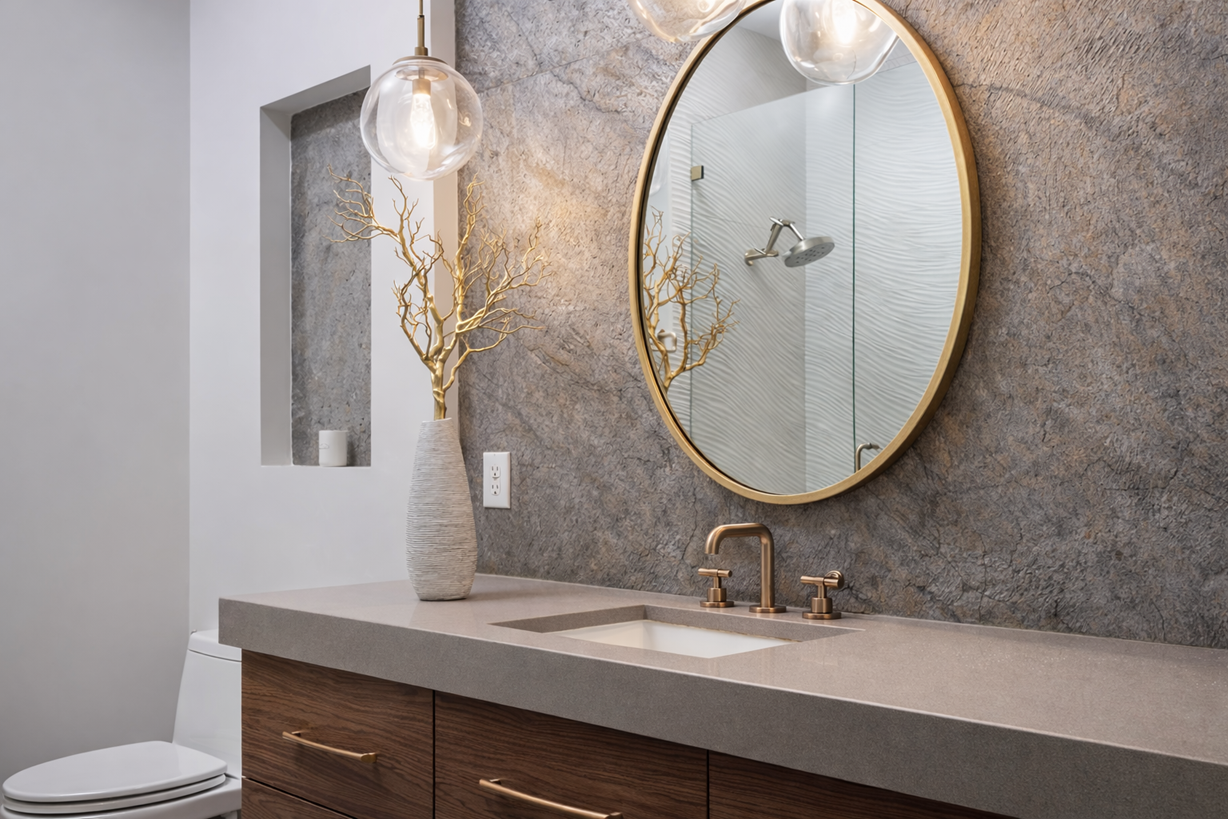 commercial restroom with large bathroom sinks and sensor faucets in high traffic airport facility